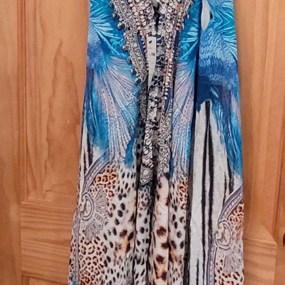 Blue Leopard Exotic Handkerchief Maxi Dress - Picture 5 of 5